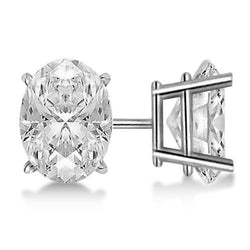 Oval Cut 5 Carats Lab Grown Diamond Studs Earrings White Gold 14K