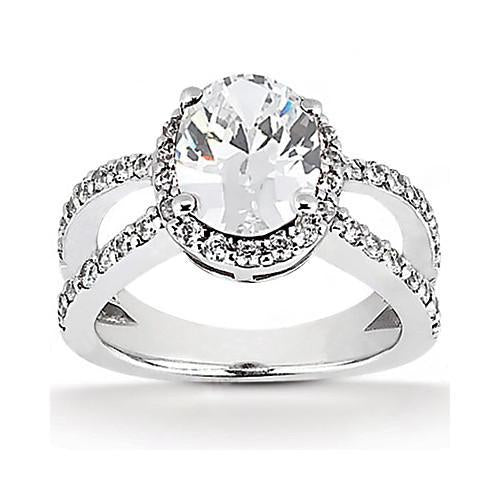 Oval Cut Diamond Engagement Women Halo Ring Diamonds 1.66 Carat Halo Ring