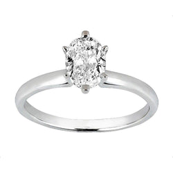 Oval Cut Diamond Solitaire Ladies Ring 1.01 Carat White Gold 14K