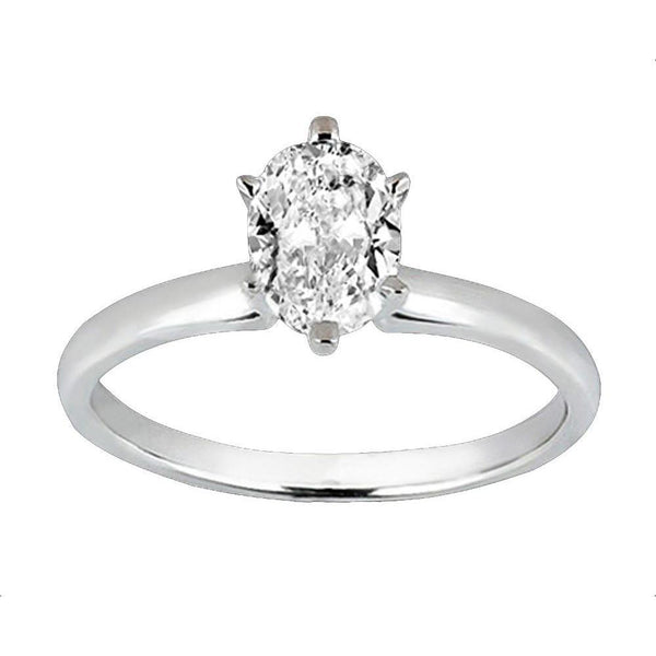 Oval Cut Lady’s Fancy  Unique Engagement White Gold Diamond Solitaire Ring 
