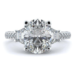 5 Carats Oval Cut Diamond Three Stone Wedding Ring White Gold 14K
