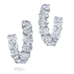 Oval Cut Diamond Women Hoop Earring Solid Gold Jewelry 8 Carats