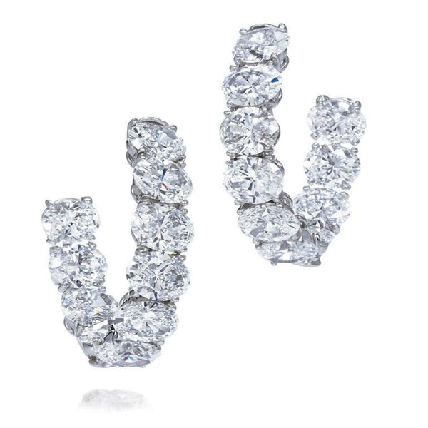 New Style Oval Cut Diamond Women Hoop Earring Solid Gold Jewelry