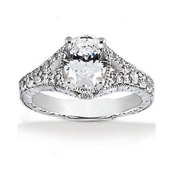 Vintage Style Oval Diamond Engagement Ring 1.51 Ct. White Gold 14K