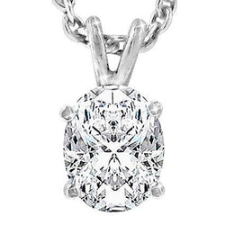 Oval Cut Natural Diamond Necklace Pendant Solid White Gold Jewelry 3 Carats