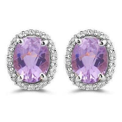 Oval Cut Pink Kunzite And Diamond Stud Earrings 30.48 Carats