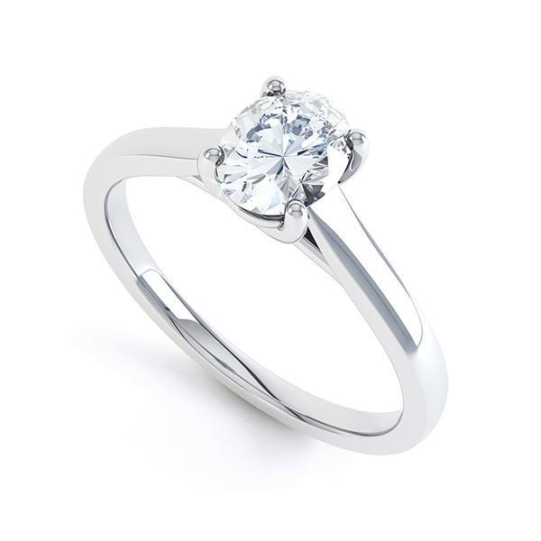 Oval Cut  Lady’s Fancy Wedding Engagement White Gold Diamond Solitaire Ring 