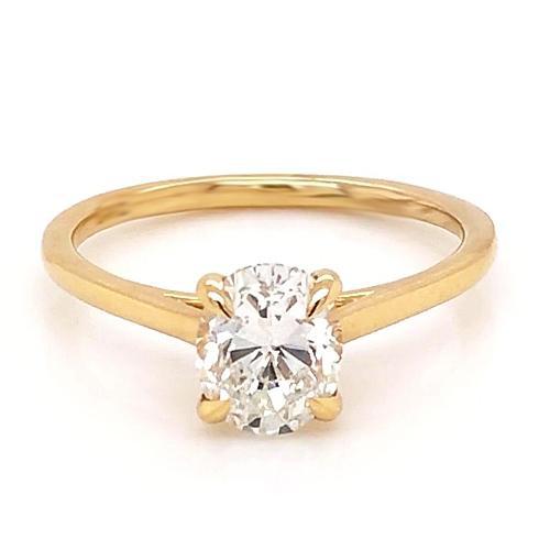 Oval Yellow  Cut Sparkling Unique Solitaire White Gold Diamond Anniversary Ring 