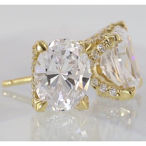High Quality Oval Diamond Studs  Yellow Gold Stud Earrings