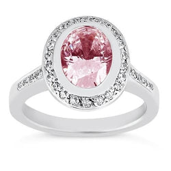 Oval Pink Halo Gemstone Ring 2.41 Ct White Gold 14K