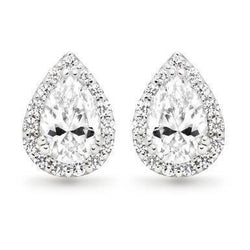 Pear And Round Cut 4.90 Ct Natural Earth Mined Diamonds Studs Earrings 14K Gold