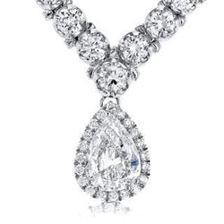 Pear And Round Diamond Women Necklace Gold Jewelry 27 Ct