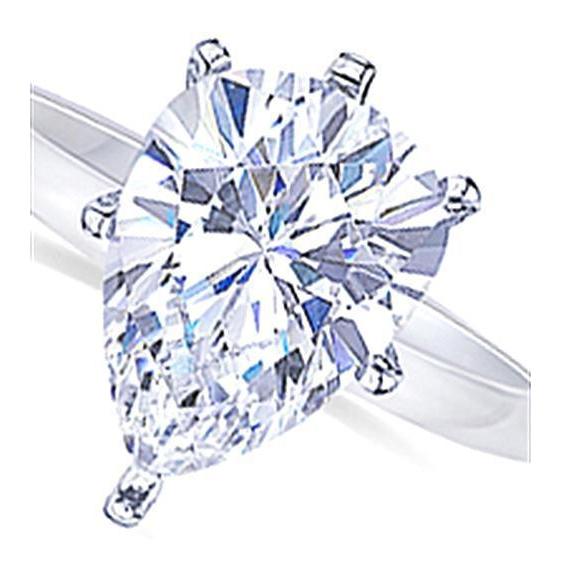 Pear Cut Diamond Solitaire Engagement Ring