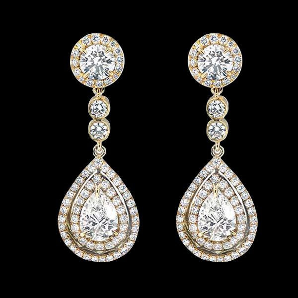 Pear Cut Diamonds 6 Carats Chandelier Earring Yellow Gold Diamond Earring Chandelier Earring