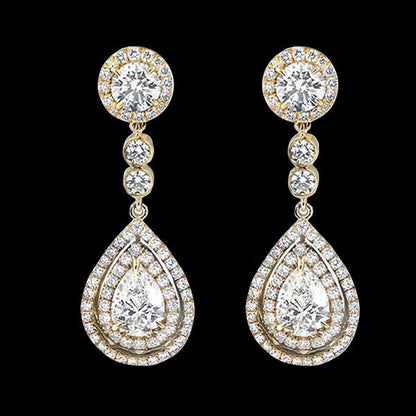Pear Cut Diamonds 6 Carats Chandelier Earring Yellow Gold Diamond Earring Chandelier Earring