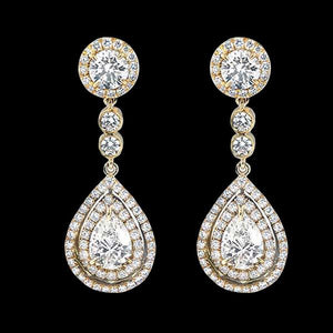 Pear Cut Diamonds 6 Carats Chandelier Earring Yellow Gold Diamond Earring Chandelier Earring