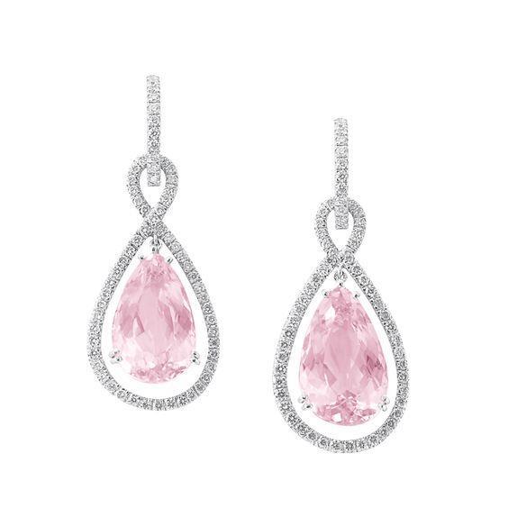 Pear Cut Kunzite With Diamond Drop Dangle Earring White Gold 14K Gemstone Earring