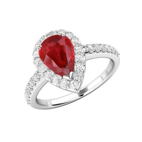  Fancy Lady’s Pear Cut Ruby With Diamond White Gold   Jewelry  Gemstone Ring