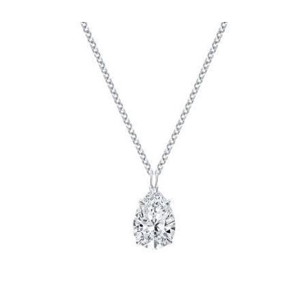 Pear Cut Solitaire 1.75 Carats Diamond Pendant Necklace White Gold Pendant