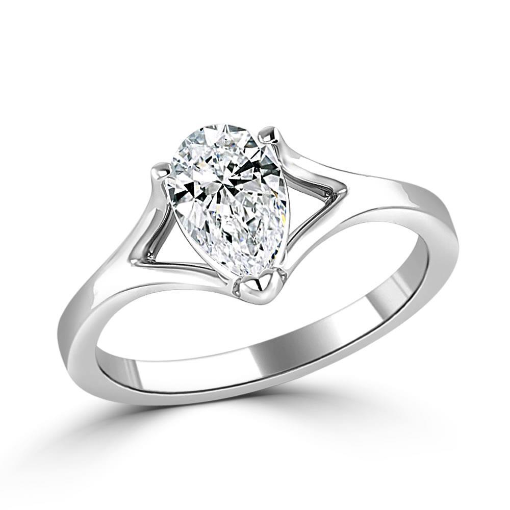 Pear Cut  Sparkling  Solitaire White Gold Diamond Anniversary Ring 