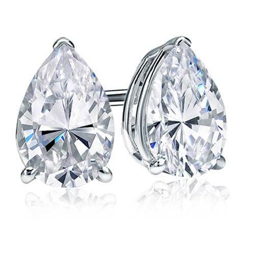 Pear Cut Solitaire 4 Ct Diamond Stud Earrings White Gold Lady Jewelry Stud Earrings