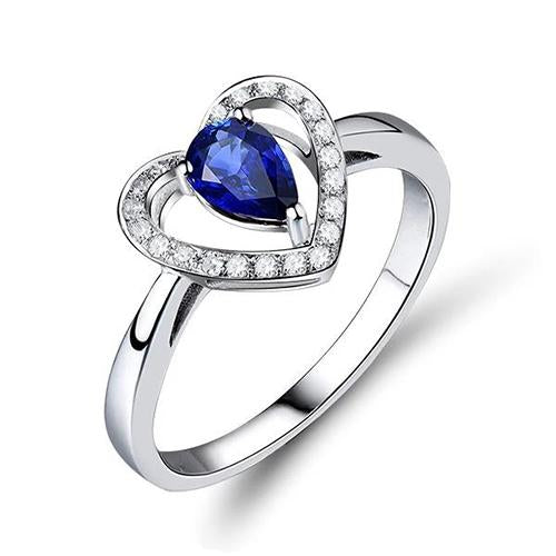 Pear Sri Lankan Sapphire And Round Diamonds 2.25 Ct. Ring White Gold 14K Gemstone Ring