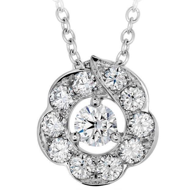 Pendant Necklace 2.25 Carats Round Cut Diamonds 14K White Gold Pendant