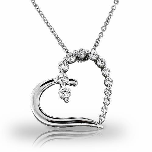 Pendant Necklace 4 Carats Round Brilliant Cut Diamonds White Gold 14K Pendant