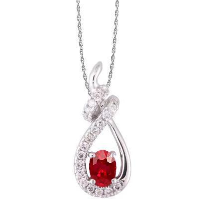 Pendant Necklace White Gold 2.70 Ct Prong Set Red Ruby And Diamonds Gemstone Pendant