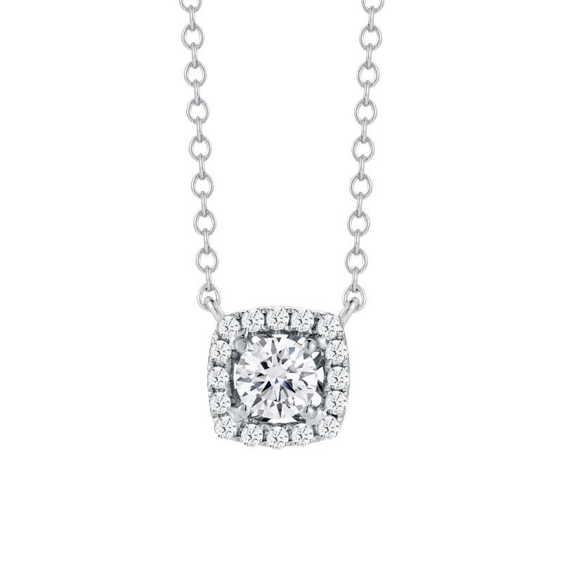 Pendant Necklace With Chain 1.40 Carats Round Cut Diamonds Wg 14K Pendant