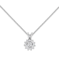 Pendant Necklace With Chain 1.75 Carats Round Natural Earth Mined Diamond White Gold 14K