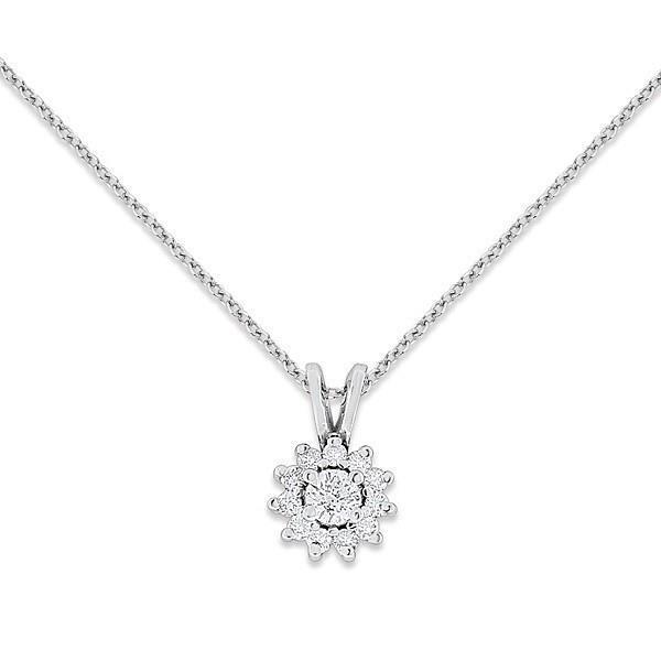 Pendant Necklace With Chain 1.75 Carats Round Diamond White Gold 14K Pendant