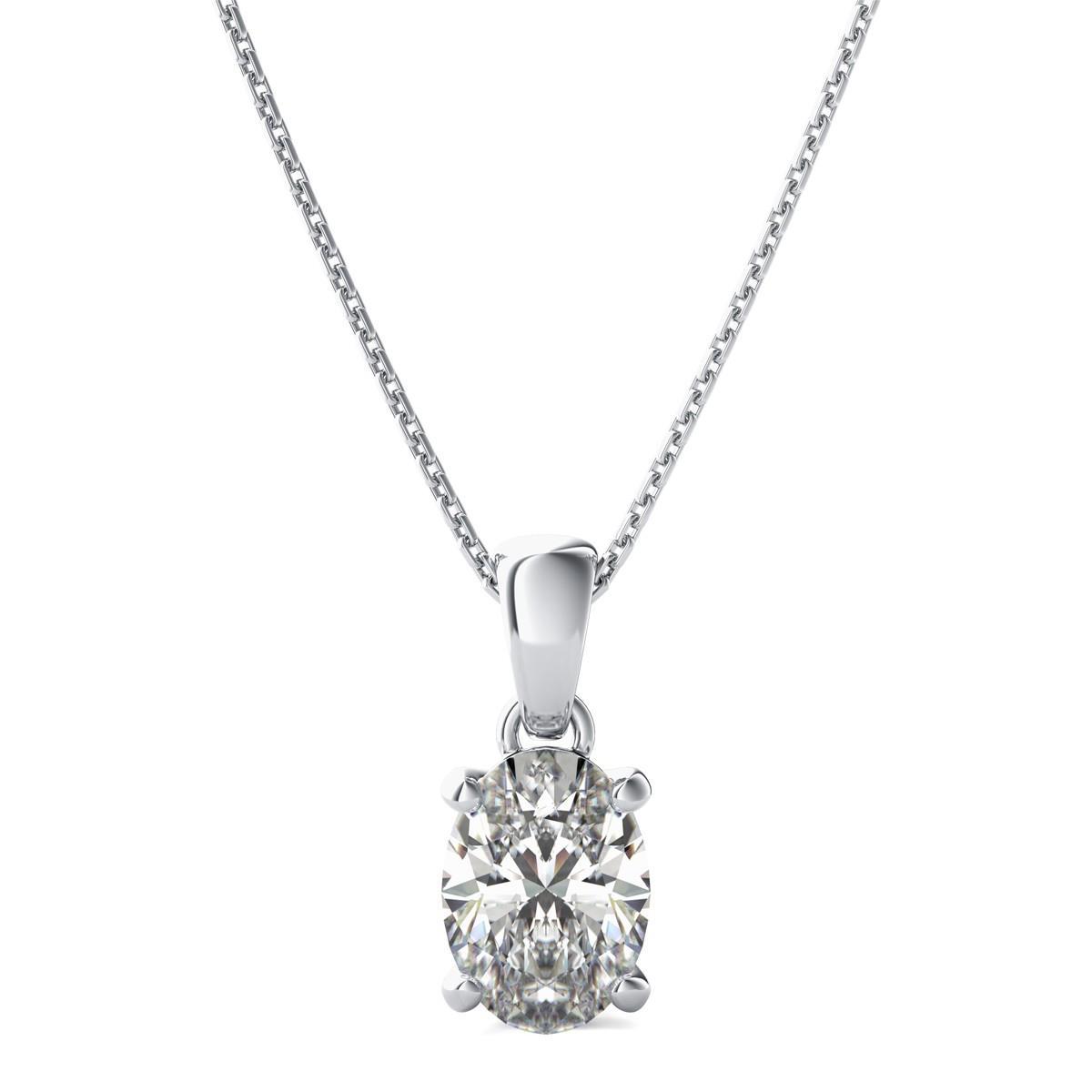Pendant Necklace With Chain 2.75 Carat Solitaire Diamond Wg 14K Pendant