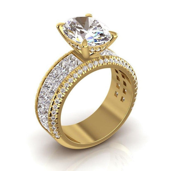 Diamond Engagement Ring Oval Center 6.95 Carats Yellow Gold 14K