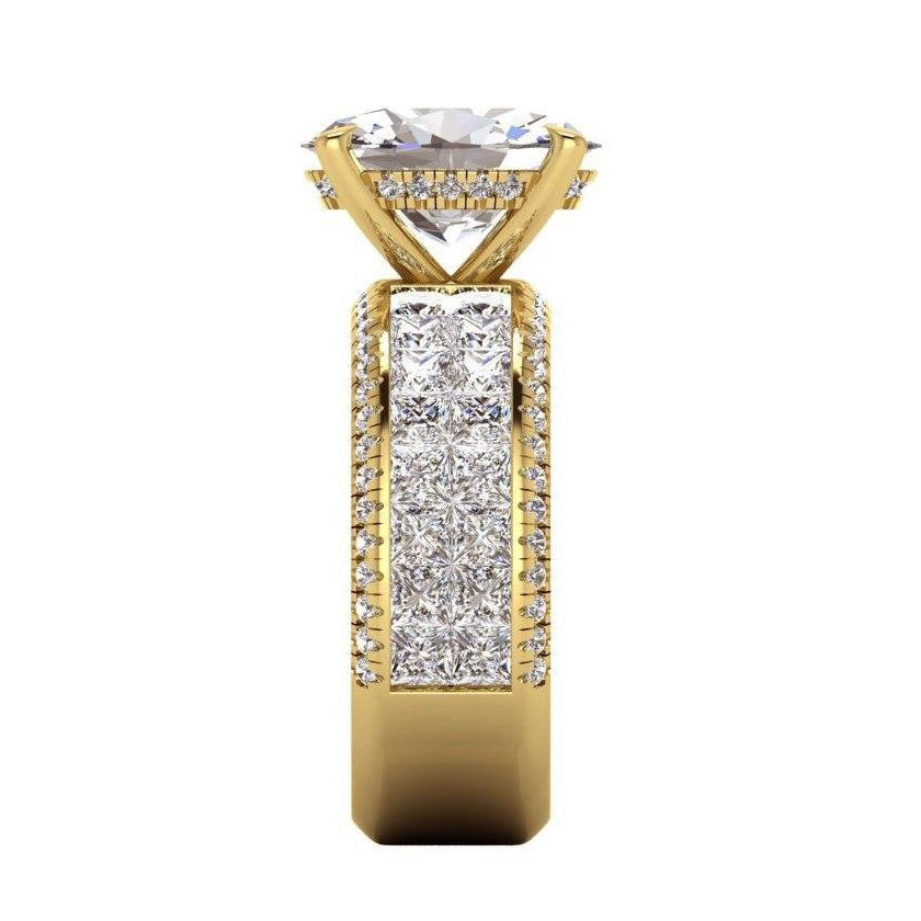  Ring Oval Center 6.95 Carats Yellow Gold 14K