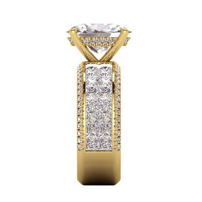  Ring Oval Center 6.95 Carats Yellow Gold 14K