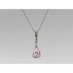 Pink Pear Cut Kunzite Gem Stone Pendant White Gold 11 Carats Jewelry