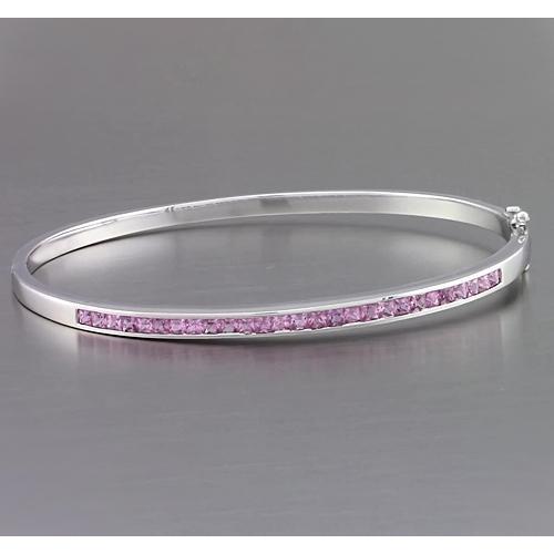 Pink Sapphire Bangle 5 Carats Women Jewelry White Gold Bangle