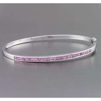 Pink Sapphire Bangle 5 Carats Women Jewelry White Gold Bangle