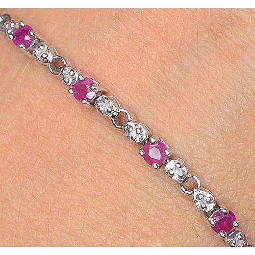 Pink Sapphire Diamond Tennis Bracelet   Women Jewelry New Gemstone Bracelet