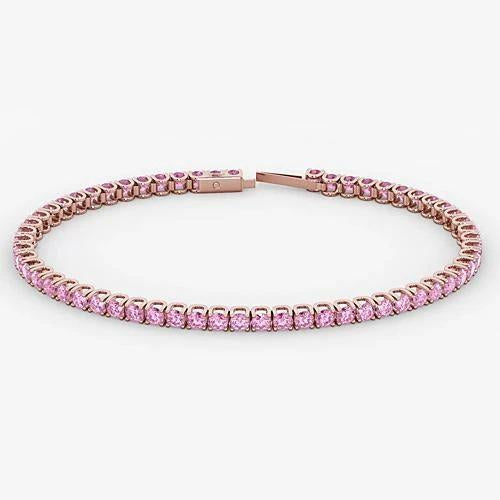Jewelry Womans Pink Sapphire Tennis Bracelet Rose Gold
