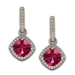 Pink Tourmaline With Diamonds 9.50 Carats Dangle Earrings