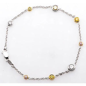 New Amazing Pink & Yellow Sapphire And White Diamond Bracelet   Women Jewelry Gemstone Bracelet