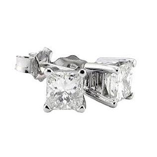 natural princess diamond 3ct earring front view