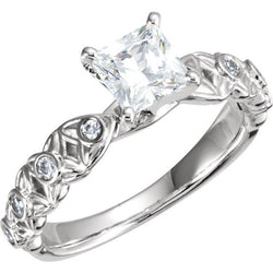 Real  Vintage Style Diamond Engagement Ring 1.65 Carats White Gold 14K