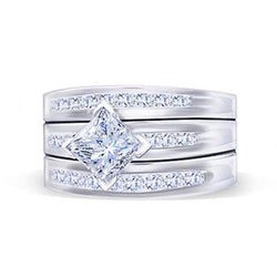Real  Princess And Round Diamonds Engagement Ring 2.75 Carat Diamond Band