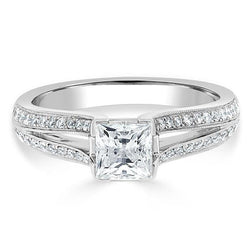 Princess And Round Cut 2.90 Carats Natural Earth Mined Diamonds Wedding Ring