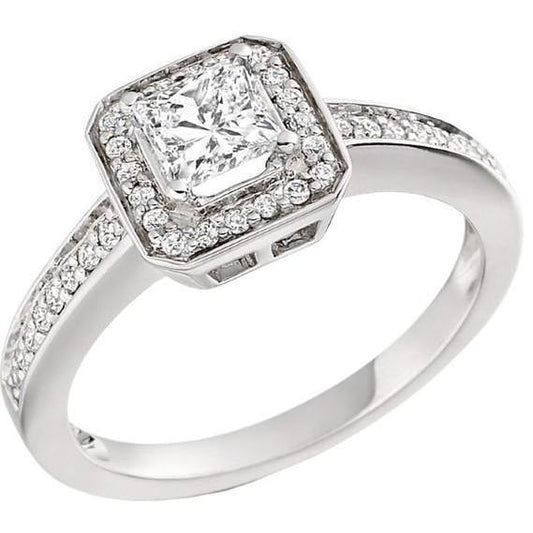 Princess And Round Cut Diamonds 2.60 Carats Ring Gold White 14K New Ring