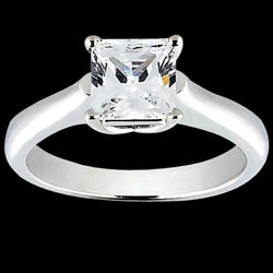 Princess Cut 1 Carat Diamond Solitaire Engagement Ring White Gold 14K