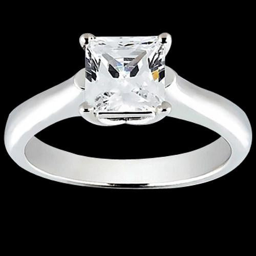 Solitaire Engagement Ring White Gold 14K